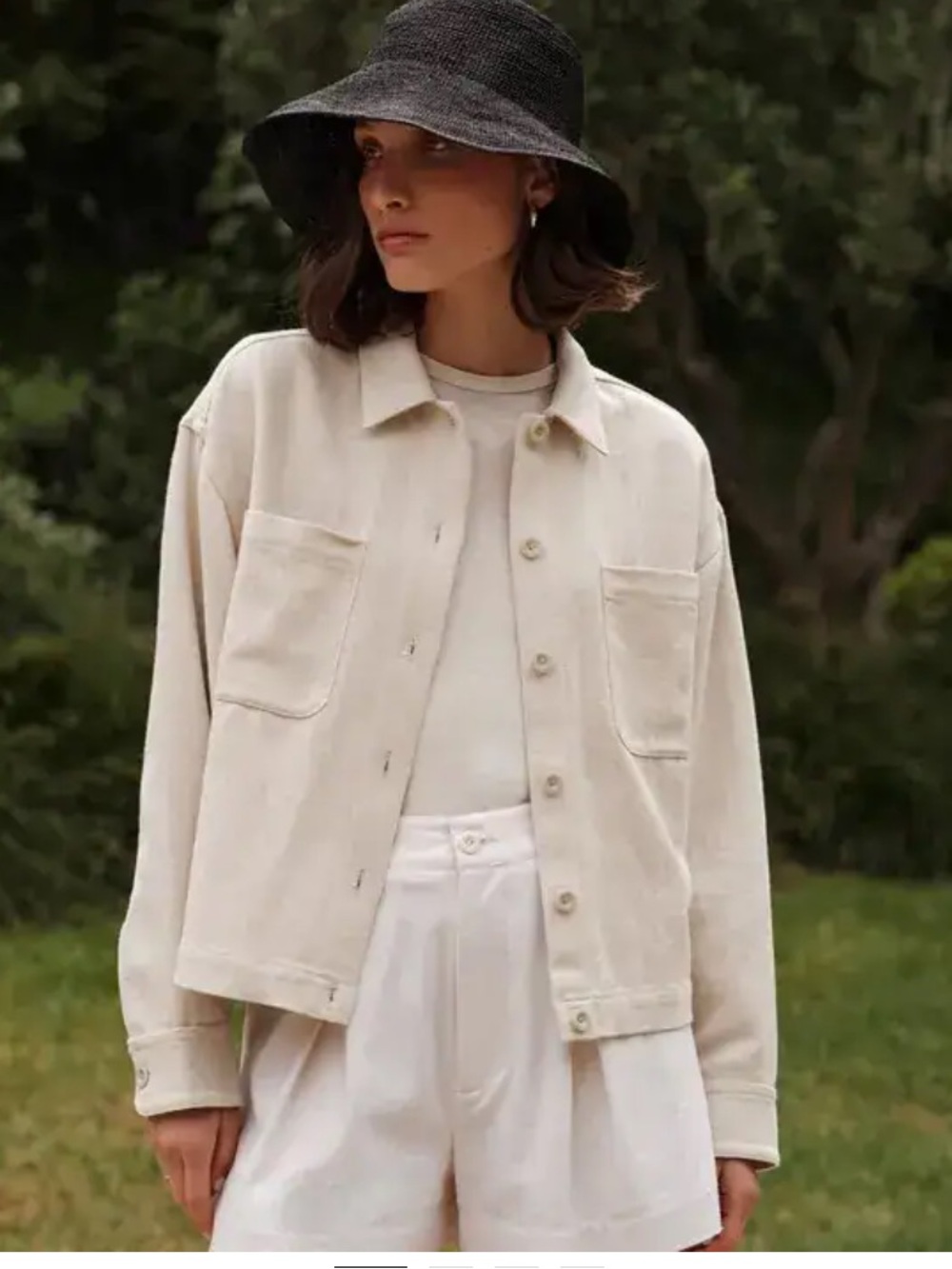 Jenni Kayne Georgia Neutral Cream Utility Linen Cotton Jacket